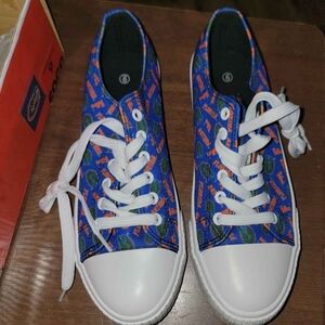 Blue and Orange Patterned Women's Sneakers